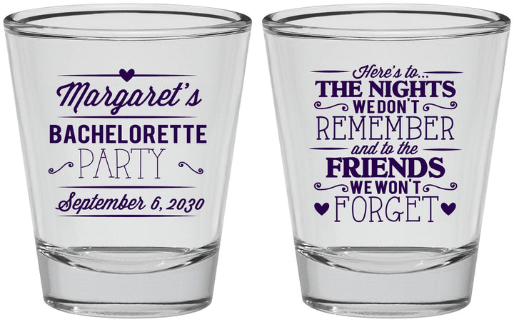 Personalized Bachelorette Shot Glasses - Nights Remember | 60034