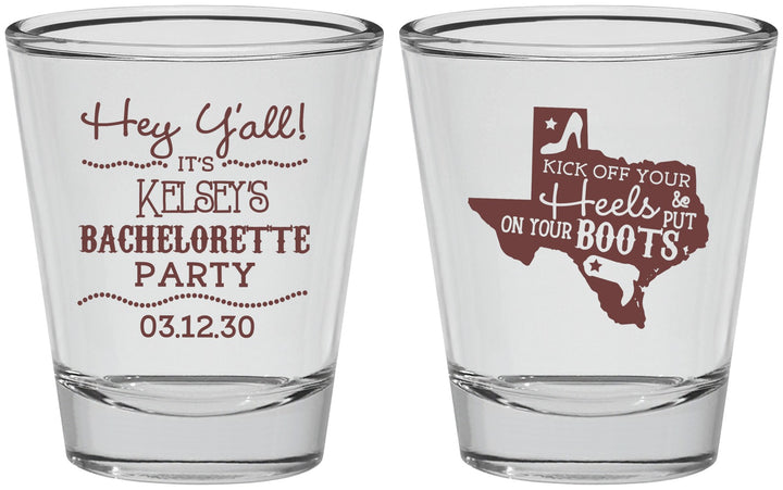 Personalized Bachelorette Shot Glasses - Texas Cowgirl | 60041
