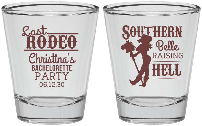 Personalized Bachelorette Shot Glasses - Raising Hell Last Rodeo | 60042