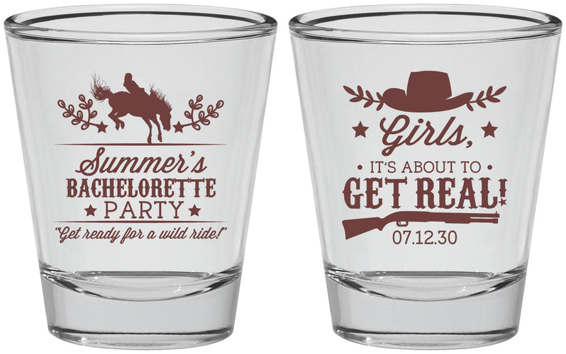 Personalized Bachelorette Shot Glasses - Its About To Get Real | 60043