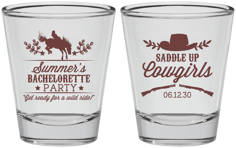 Personalized Bachelorette Shot Glasses - Saddle Up Cowgirls | 60045