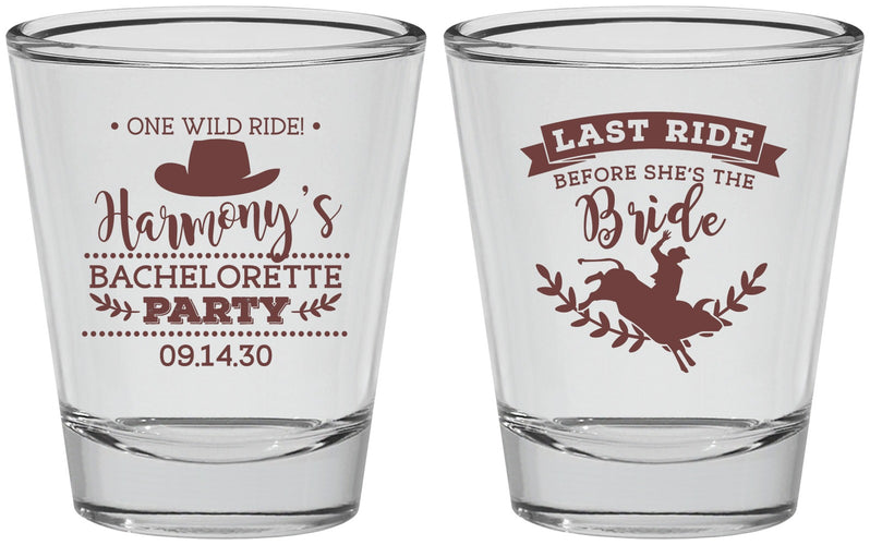 Personalized Bachelorette Shot Glasses - Last Ride Before Bride | 60046