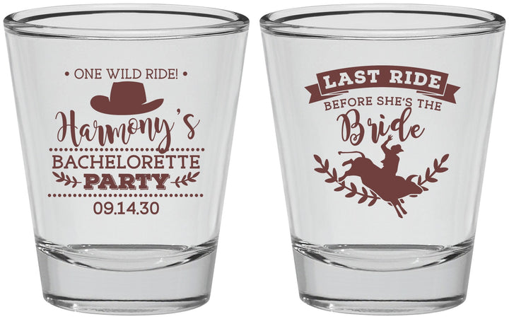 Personalized Bachelorette Shot Glasses - Last Ride Before Bride | 60046