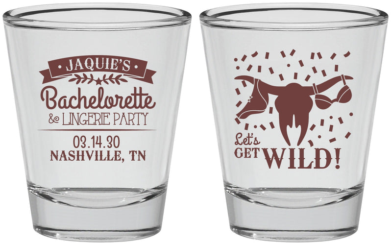 Personalized Bachelorette Shot Glasses - Lets Get Wild Cowgirl | 60048