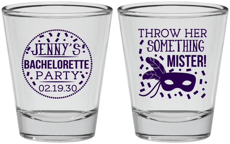 Personalized Bachelorette Shot Glasses - Mardi Gras | 60055