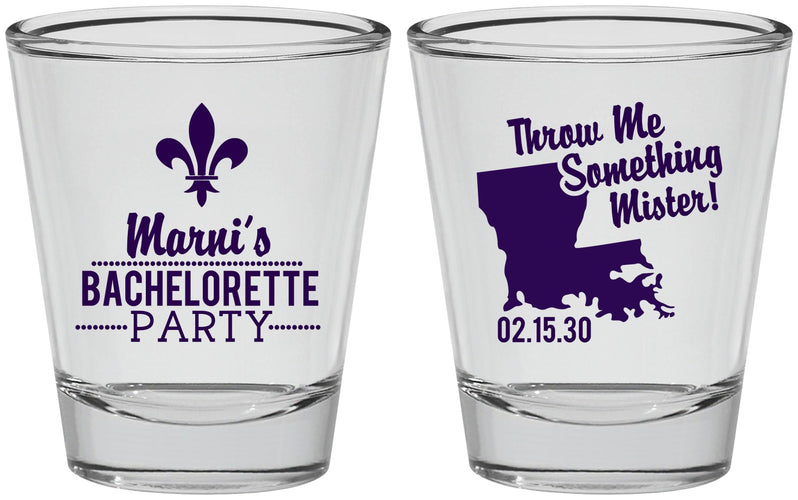 Personalized Bachelorette Shot Glasses - Mardi Gras | 60056