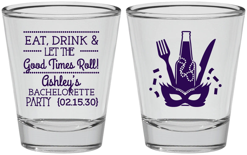 Personalized Bachelorette Shot Glasses - Mardi Gras | 60057