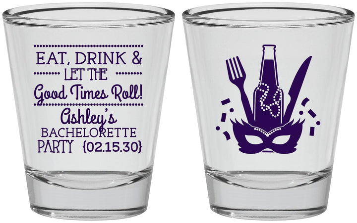 Personalized Bachelorette Shot Glasses - Mardi Gras | 60057