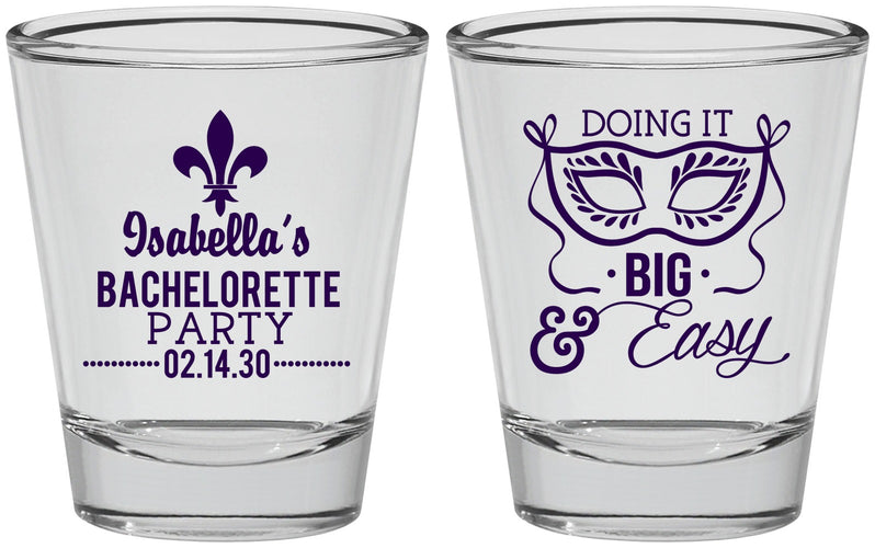 Personalized Bachelorette Shot Glasses - Mardi Gras | 60059