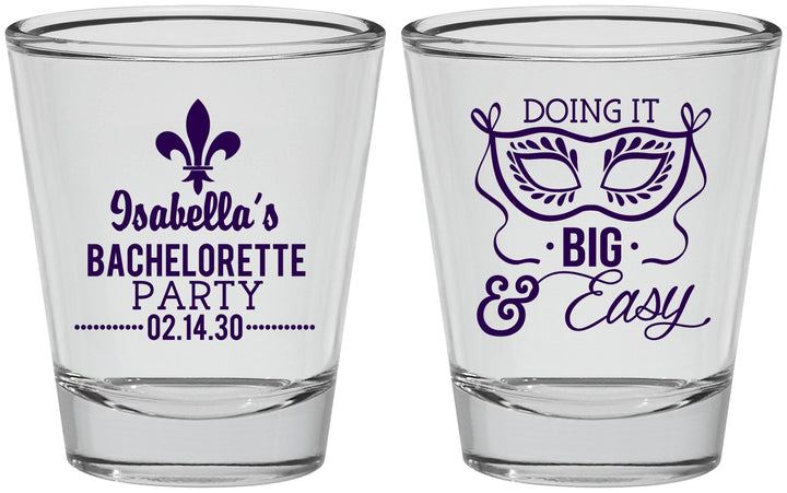 Personalized Bachelorette Shot Glasses - Mardi Gras | 60059