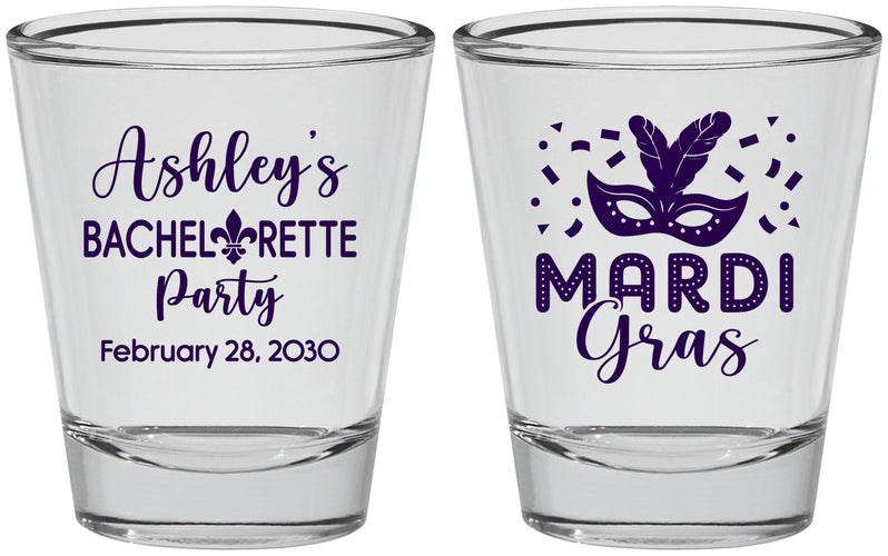Personalized Bachelorette Shot Glasses - Mardi Gras | 60060