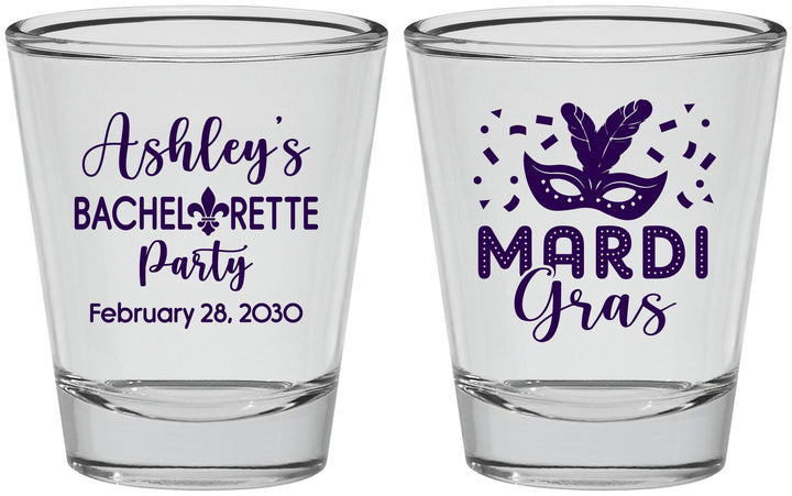 Personalized Bachelorette Shot Glasses - Mardi Gras | 60060