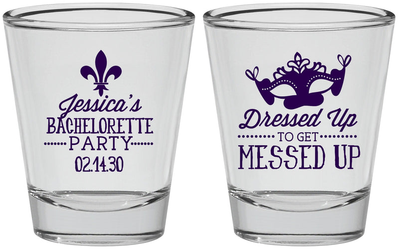 Personalized Bachelorette Shot Glasses - Mardi Gras | 60061
