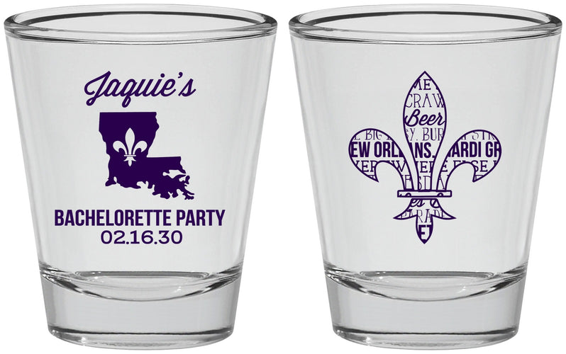 Personalized Bachelorette Shot Glasses - Mardi Gras | 60062