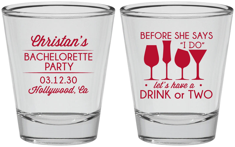 Personalized Bachelorette Shot Glasses - Before She Says I Do | 60064