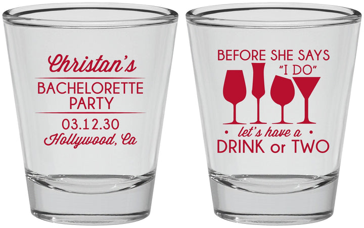 Personalized Bachelorette Shot Glasses - Before She Says I Do | 60064