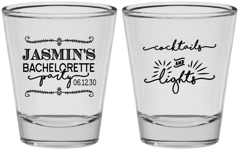 Personalized Bachelorette Shot Glasses - Cocktails And Lights | 60065