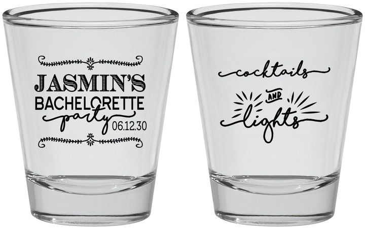 Personalized Bachelorette Shot Glasses - Cocktails And Lights | 60065
