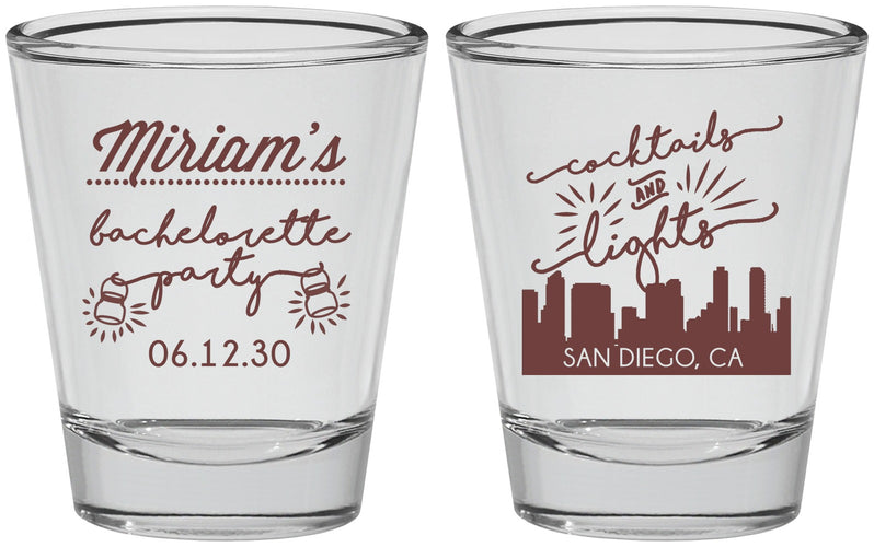 Personalized Bachelorette Shot Glasses - San Diego | 60067
