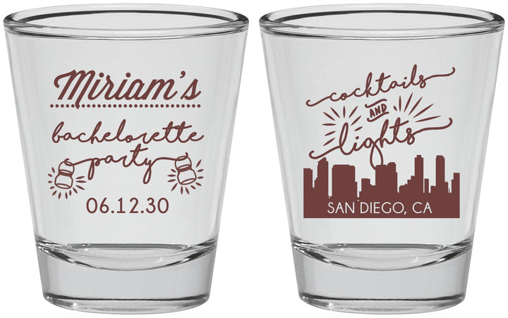 Personalized Bachelorette Shot Glasses - San Diego | 60067