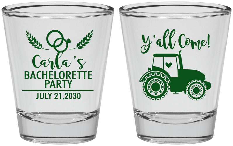 Personalized Bachelorette Shot Glasses - Tractor Farm | 60070