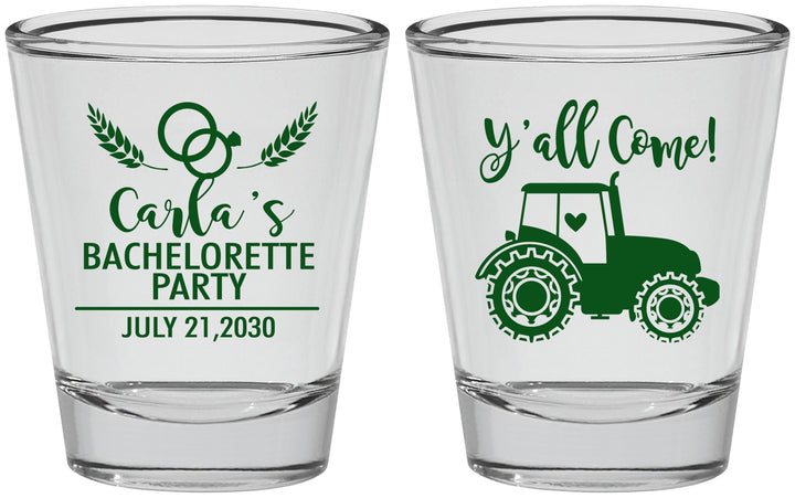 Personalized Bachelorette Shot Glasses - Tractor Farm | 60070