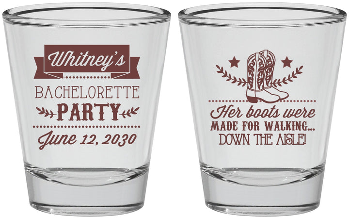 Personalized Bachelorette Shot Glasses - Cowgirl Boots | 60072