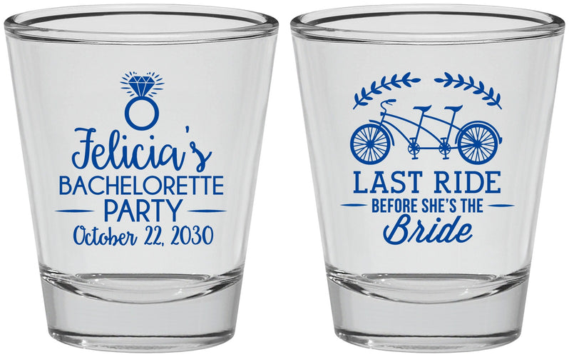 Personalized Bachelorette Shot Glasses - Last Ride Before Bride | 60073