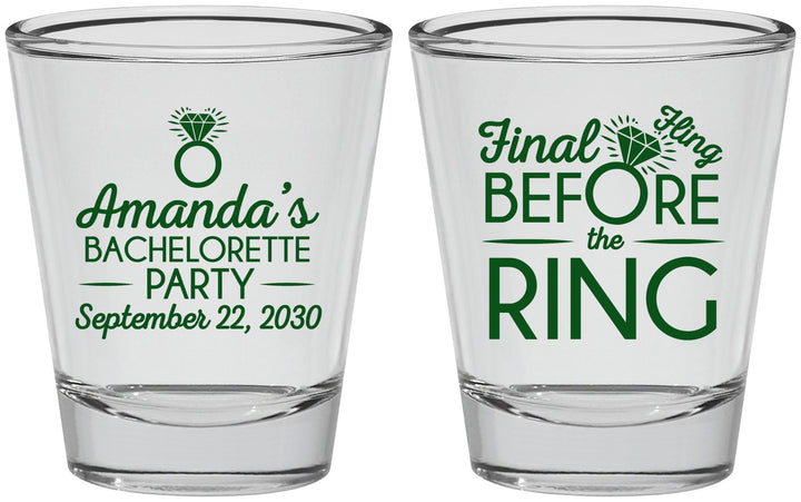 Personalized Bachelorette Shot Glasses - Final Fling Before The Ring | 60074