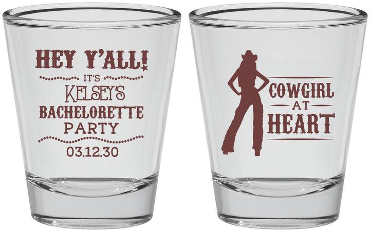 Personalized Bachelorette Shot Glasses - Cowgirl At Heart | 60079