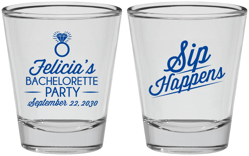 Personalized Bachelorette Shot Glasses - Sip Happens | 60081