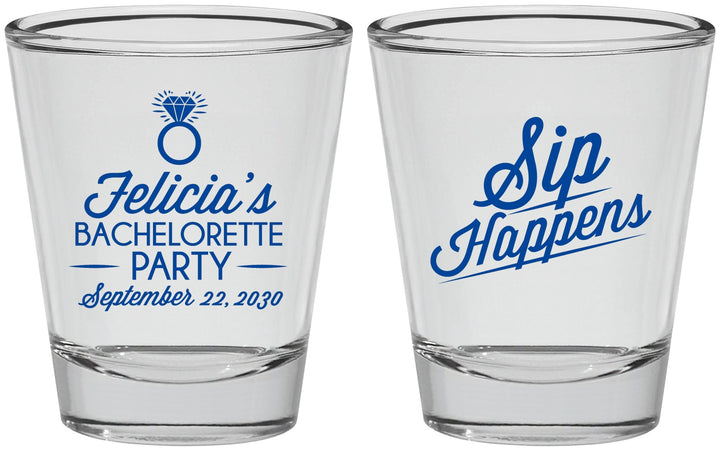 Personalized Bachelorette Shot Glasses - Sip Happens | 60081