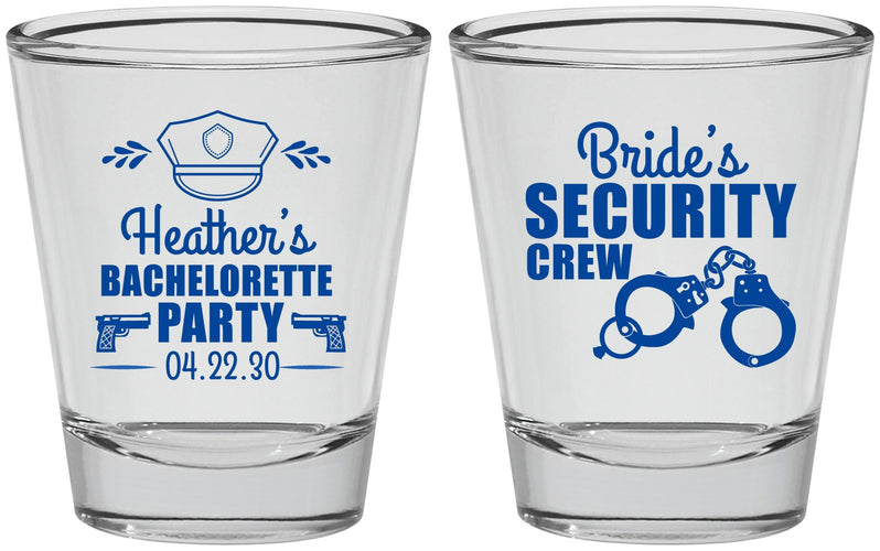Personalized Bachelorette Shot Glasses - Police Security Crew | 60091
