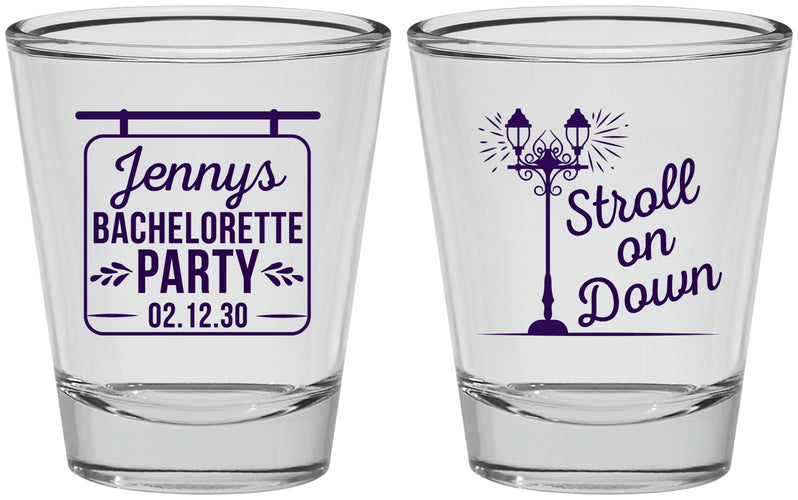 Personalized Bachelorette Shot Glasses - Stroll On Down | 60092