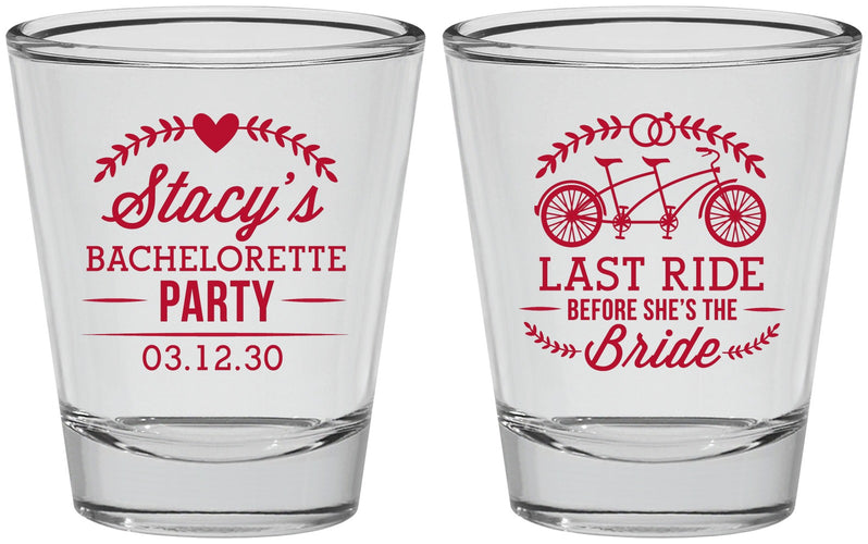 Personalized Bachelorette Shot Glasses - Last Ride Before Bride | 60093