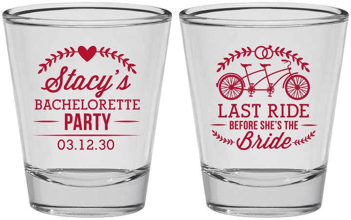 Personalized Bachelorette Shot Glasses - Last Ride Before Bride | 60093