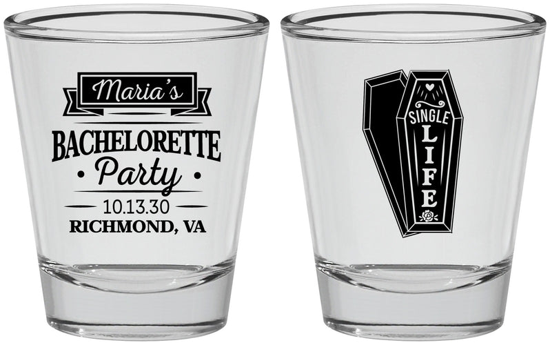 Personalized Bachelorette Shot Glasses - Rip Single Life | 60095