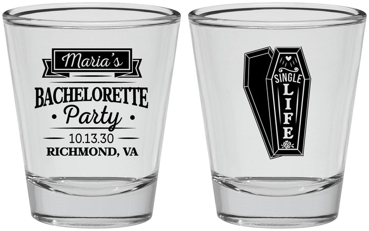 Personalized Bachelorette Shot Glasses - Rip Single Life | 60095