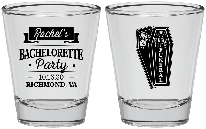 Personalized Bachelorette Shot Glasses - Rip Single Life | 60096