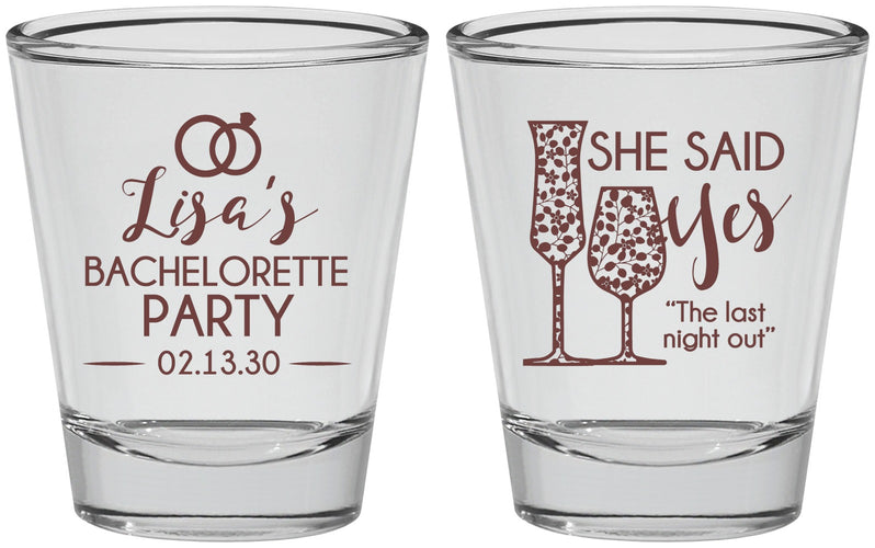 Personalized Bachelorette Shot Glasses - The Last Night Out | 60097