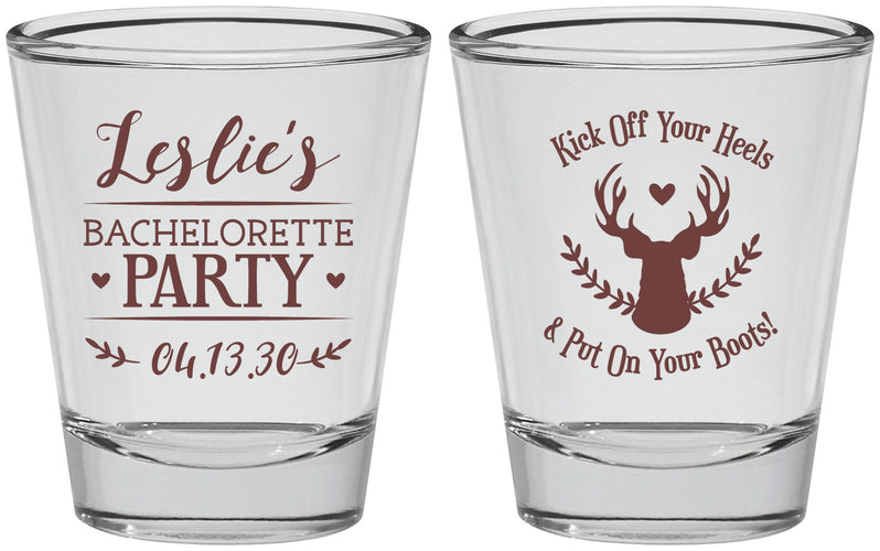 Personalized Bachelorette Shot Glasses - Deer Heels Boots | 60102