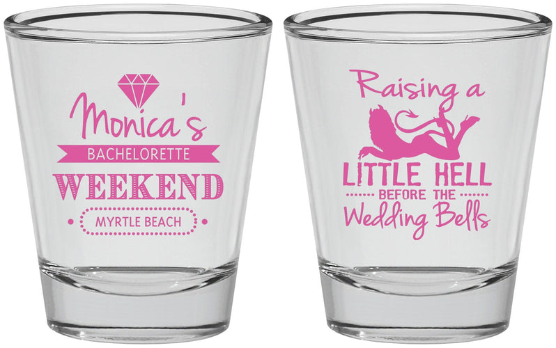 Personalized Bachelorette Shot Glasses - Raising A Little Hell | 60103