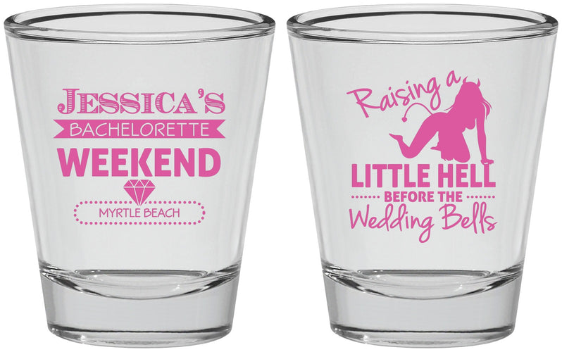 Personalized Bachelorette Shot Glasses - Raising A Little Hell | 60105