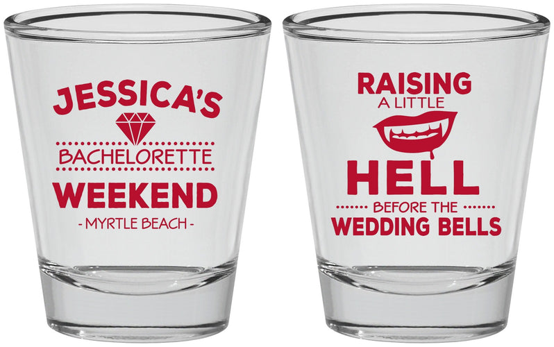 Personalized Bachelorette Shot Glasses - Raising A Little Hell | 60106