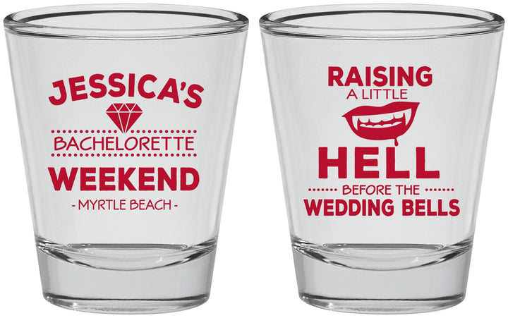 Personalized Bachelorette Shot Glasses - Raising A Little Hell | 60106