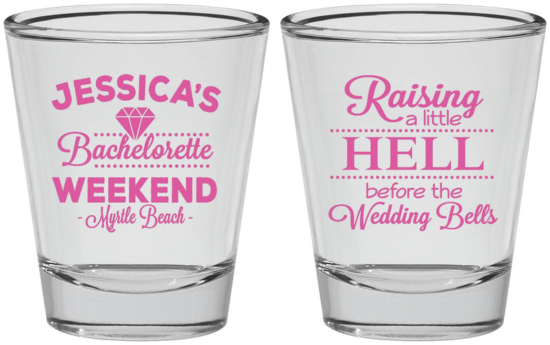 Personalized Bachelorette Shot Glasses - Raising A Little Hell | 60107