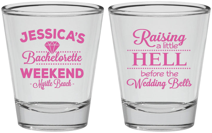 Personalized Bachelorette Shot Glasses - Raising A Little Hell | 60107