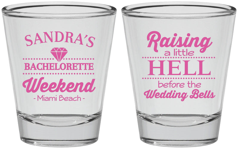 Personalized Bachelorette Shot Glasses - Raising A Little Hell | 60108