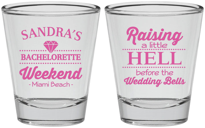 Personalized Bachelorette Shot Glasses - Raising A Little Hell | 60108