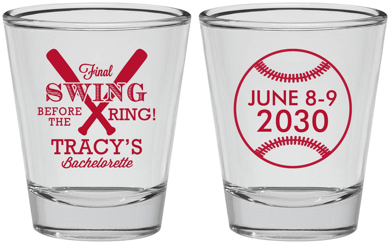 Personalized Bachelorette Shot Glasses - Final Swing Before Ring | 60109